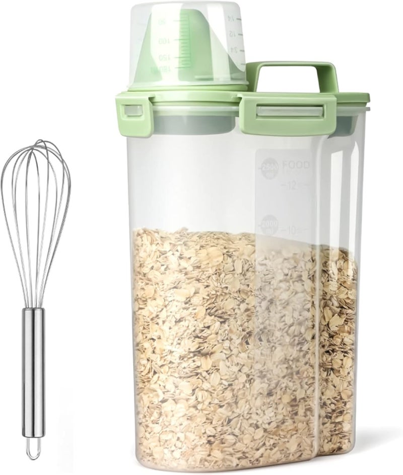 حاويات تخزين محكمة الإغلاق للأرز والأطعمة الجافة، موزع بلاستيكي خالٍ من مادة BPA مع صنبور قابل للصب، كوب قياس للحبوب والدقيق ومستلزمات الخبز، يتضمن مضربًا من الفولاذ المقاوم للصدأ